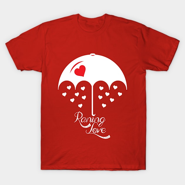 Raining love Red white umbrella T-Shirt by OriginalGraphicMarket